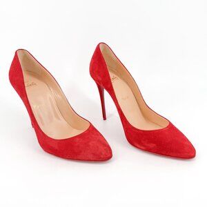 Christian Louboutin Eloise 100 Pumps EU 38.5 US 8.5 Red Suede Pointed High Heel